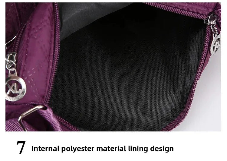 Bolsa crossbody feminina multicamadas de nylon à prova d'água, bolsa de ombro casual para mulheres de meia-idade e idosas, bolsa de grande capacidade