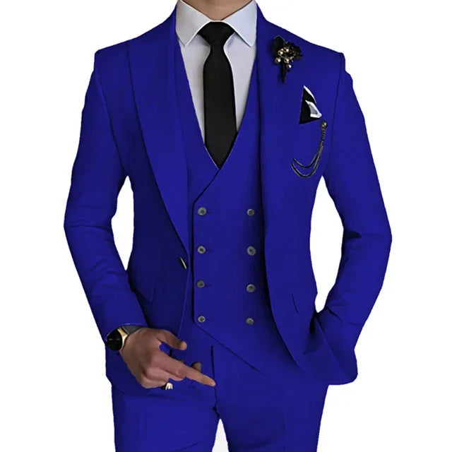 Terno de casamento monocromático masculino, boutique de lazer, casaco de negócios, calças, colete, vestido, blazers, jaqueta, calças, 3 peças, nova moda