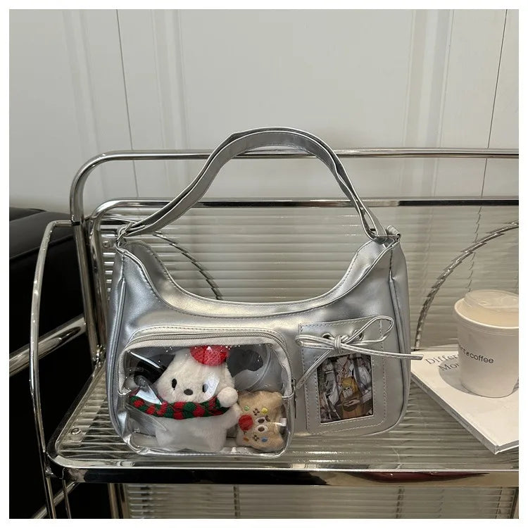 Y2k harajuku bolsa de ombro feminina coreano transparente ita saco escola crossbody saco feminino designer japonês bolsa preppy