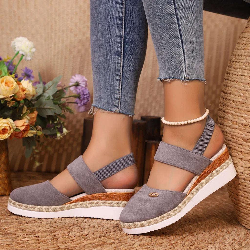 2025 novas mulheres dedo do pé fechado sandálias de cunha moda alpercatas sandálias plataforma fivela cinta sapatos gladiador mulher zapatos de mujer