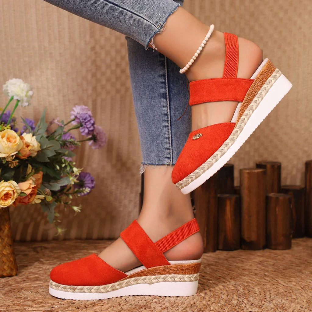 2025 novas mulheres dedo do pé fechado sandálias de cunha moda alpercatas sandálias plataforma fivela cinta sapatos gladiador mulher zapatos de mujer