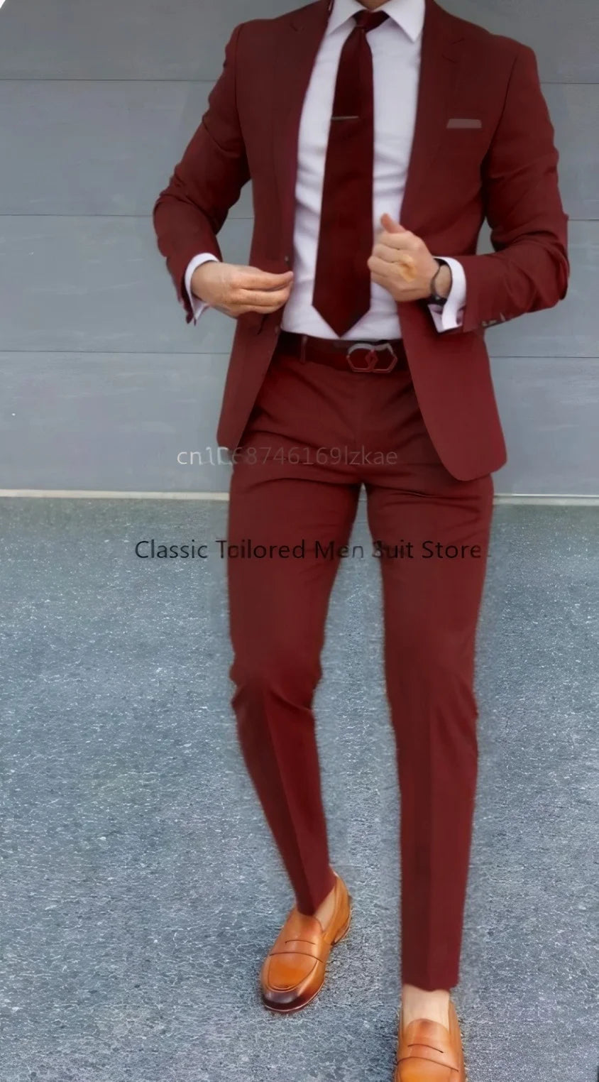 Terno masculino 2 peças terno jaqueta calças formal casamento smoking noivo roupas cor personalizada blazer XS-5XL