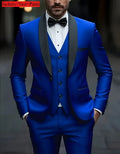 Conjunto de terno formal masculino negócios casual fino ajuste smoking para casamento, lapela de entalhe de manga longa, noivo
