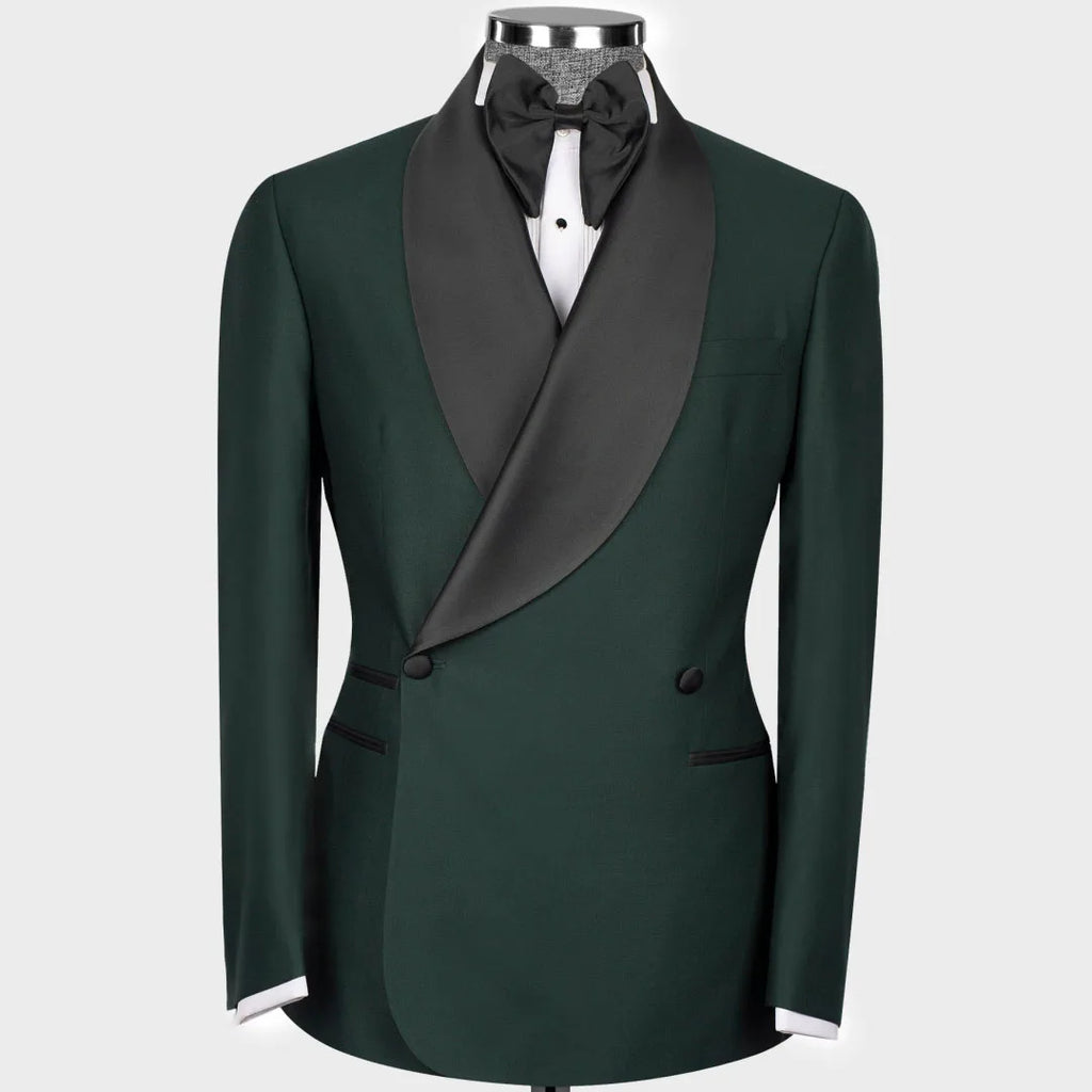 Terno masculino 2 peças preto com lapela brilhante botão duplo para casamento banquete trabalho escritório negócios jaqueta casual com calças