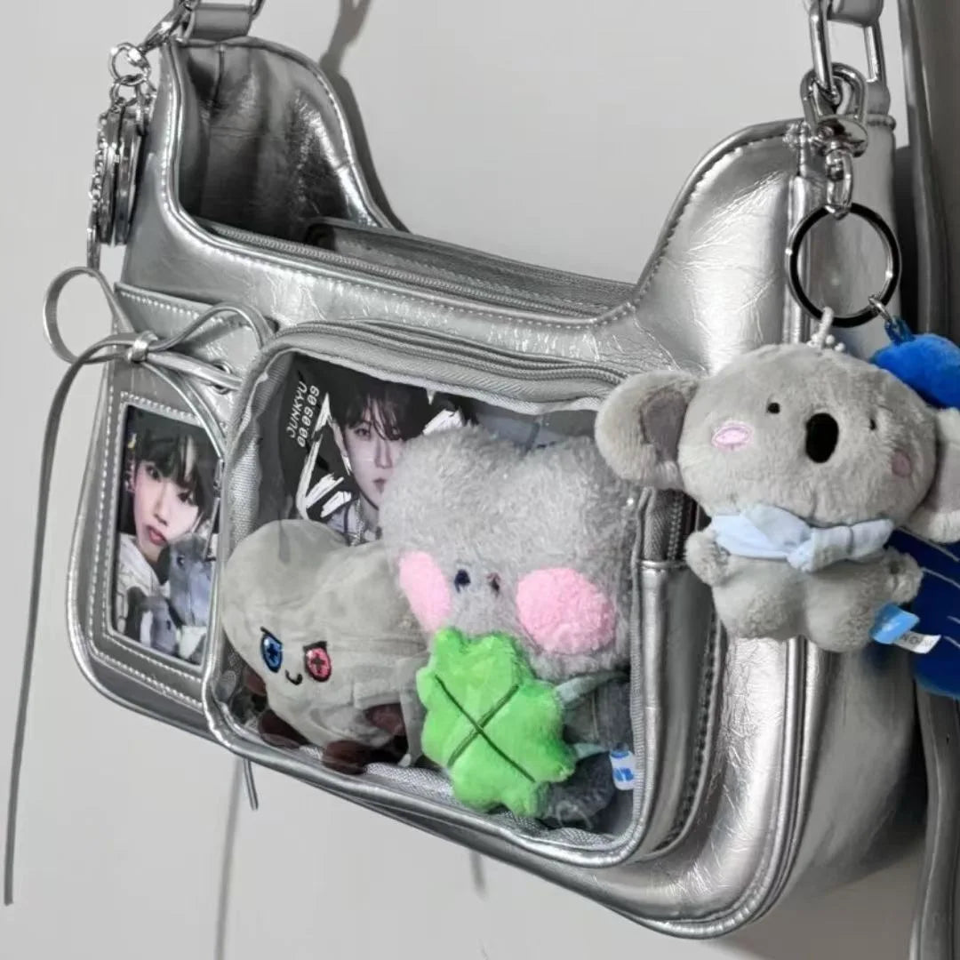 Y2k harajuku bolsa de ombro feminina coreano transparente ita saco escola crossbody saco feminino designer japonês bolsa preppy
