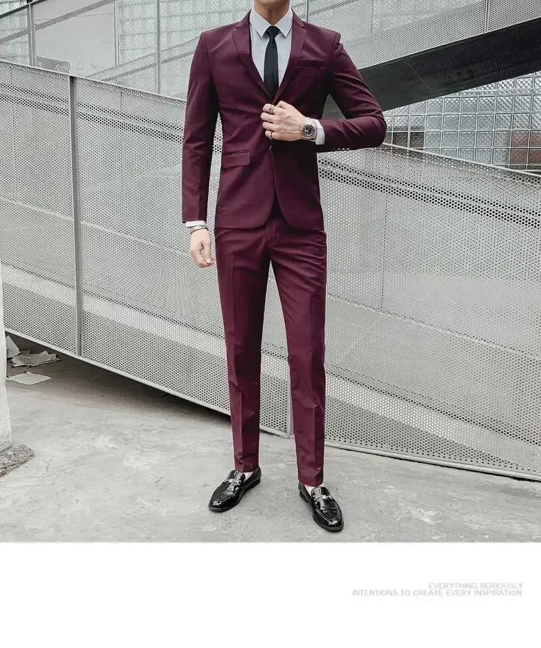 Terno (blazer + colete + calças) moda masculina negócios ao ar livre tendência cor sólida casual fino-ajuste casamento anfitrião cavalheiro terno 6xl