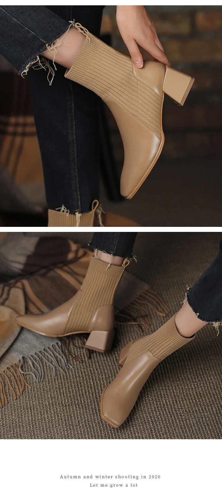 2025 outono inverno novas meias de tornozelo sapatos femininos moda tamanho grande 43 botas curtas de malha deslizamento em salto alto botas de mujer