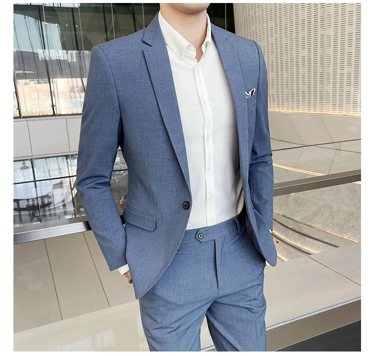 Conjunto masculino de duas peças, terno monocromático, todo apto para banquete bonito, casual e elegante, de alta qualidade, novo e elegante, M-4XL, 2022
