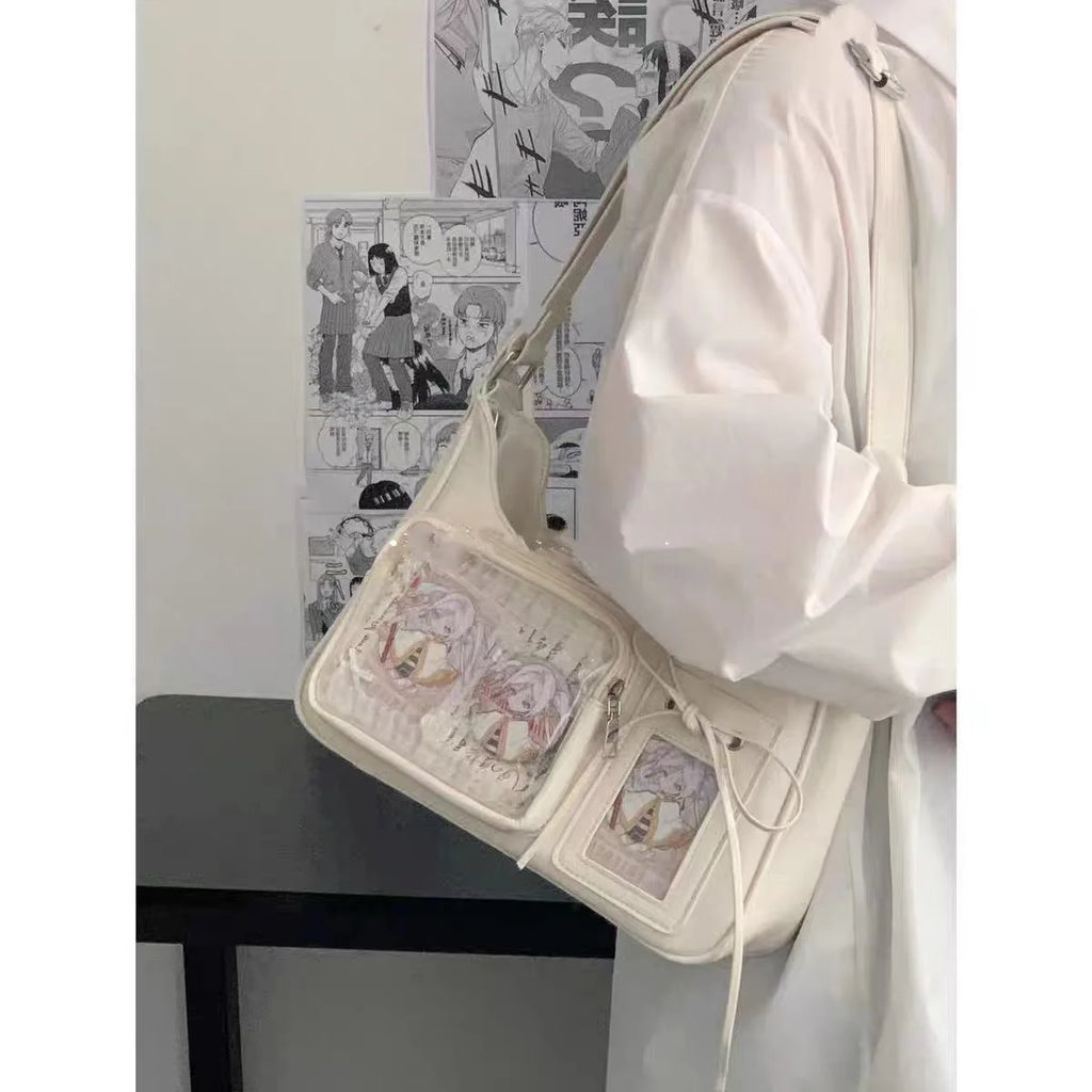 Y2k harajuku bolsa de ombro feminina coreano transparente ita saco escola crossbody saco feminino designer japonês bolsa preppy