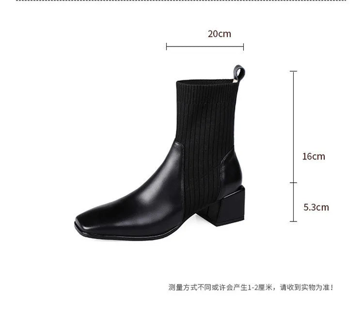 2025 outono inverno novas meias de tornozelo sapatos femininos moda tamanho grande 43 botas curtas de malha deslizamento em salto alto botas de mujer
