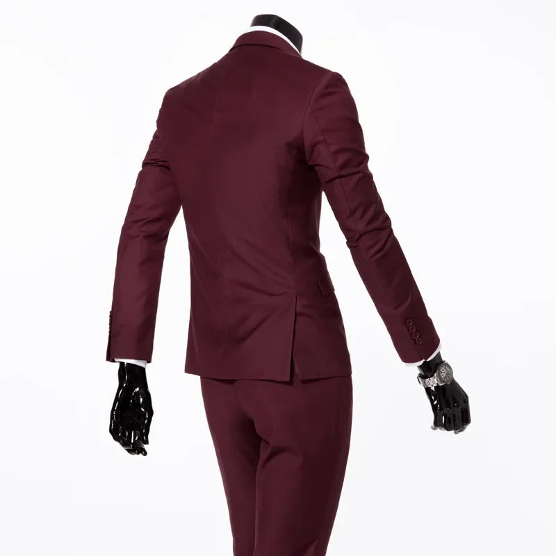 Terno de padrinhos de casamento de três peças, slim fit, roupa formal masculina, traje profissional personalizável, roupa de comemoração de casamento