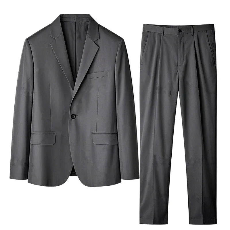 Terno de escritório masculino, casaco formal, calças plus size 6xl 7xl, blazer, trabalho de negócios, 2 peças, conjunto de padrinhos masculinos, roupas pretas, cinza e azuis