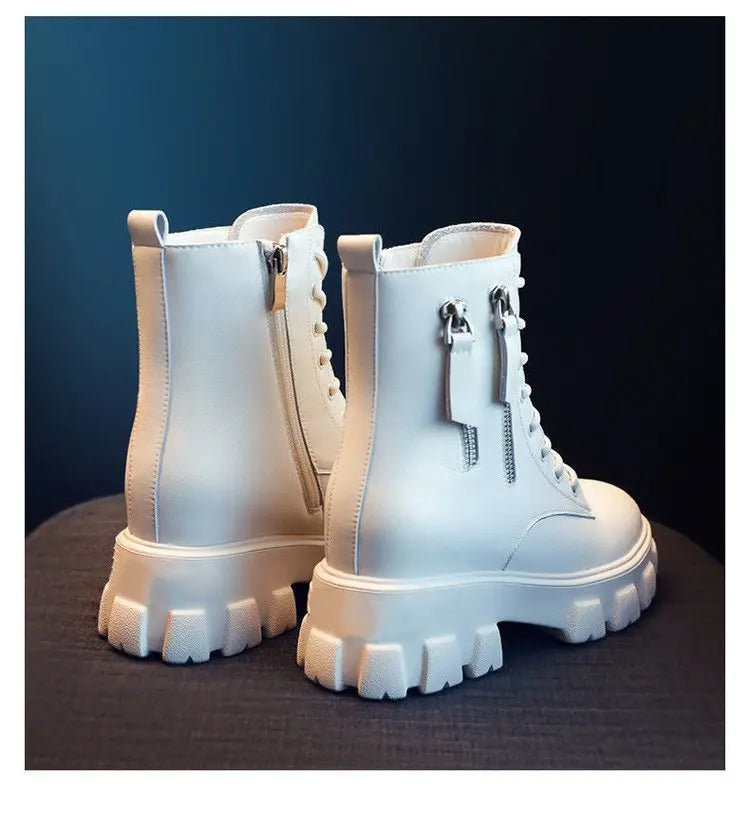 Botas 2025 novo estilo coreano forrado de lã outono inverno sapatos de algodão de alta qualidade botas femininas salto alto meados de bezerro bootsins