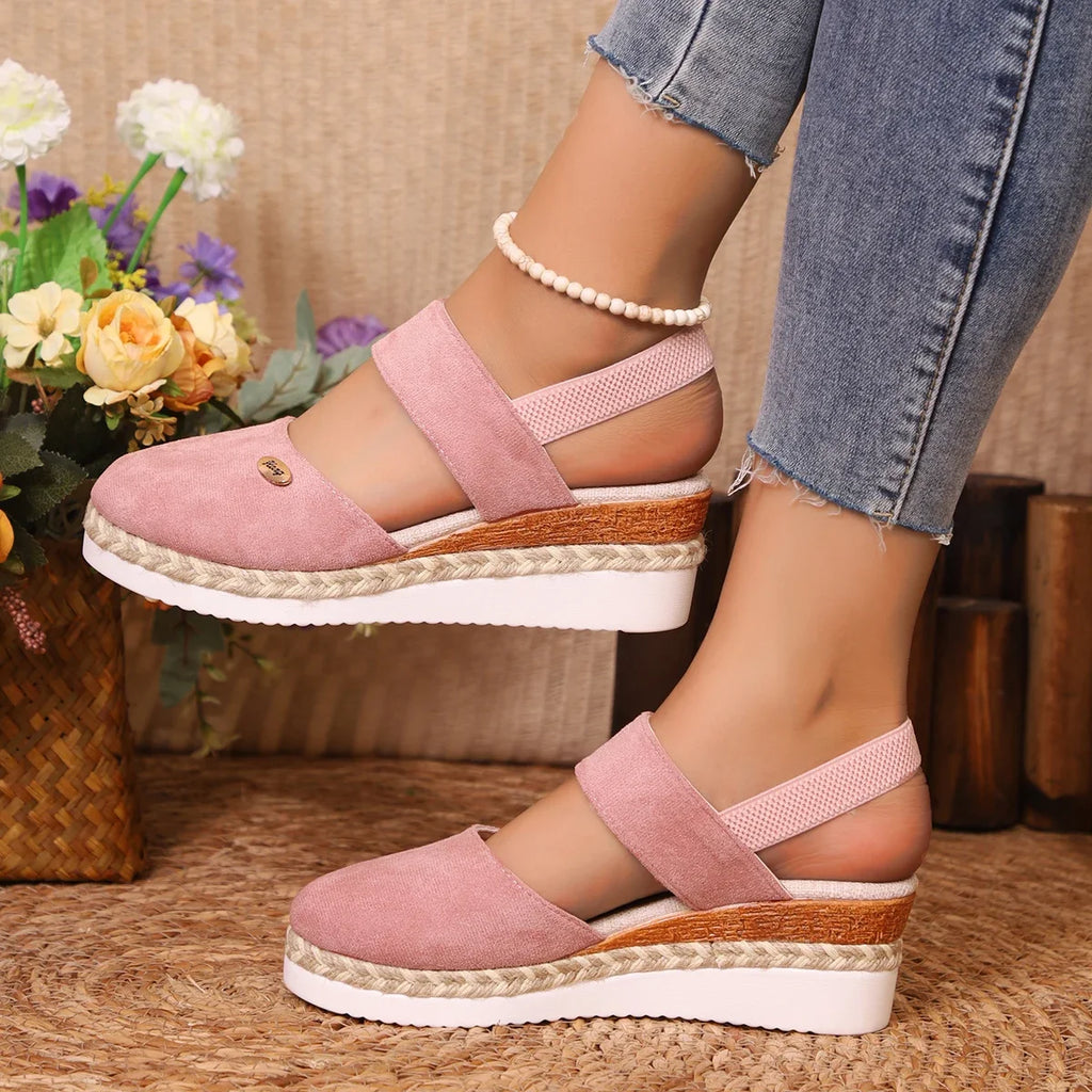 2025 novas mulheres dedo do pé fechado sandálias de cunha moda alpercatas sandálias plataforma fivela cinta sapatos gladiador mulher zapatos de mujer