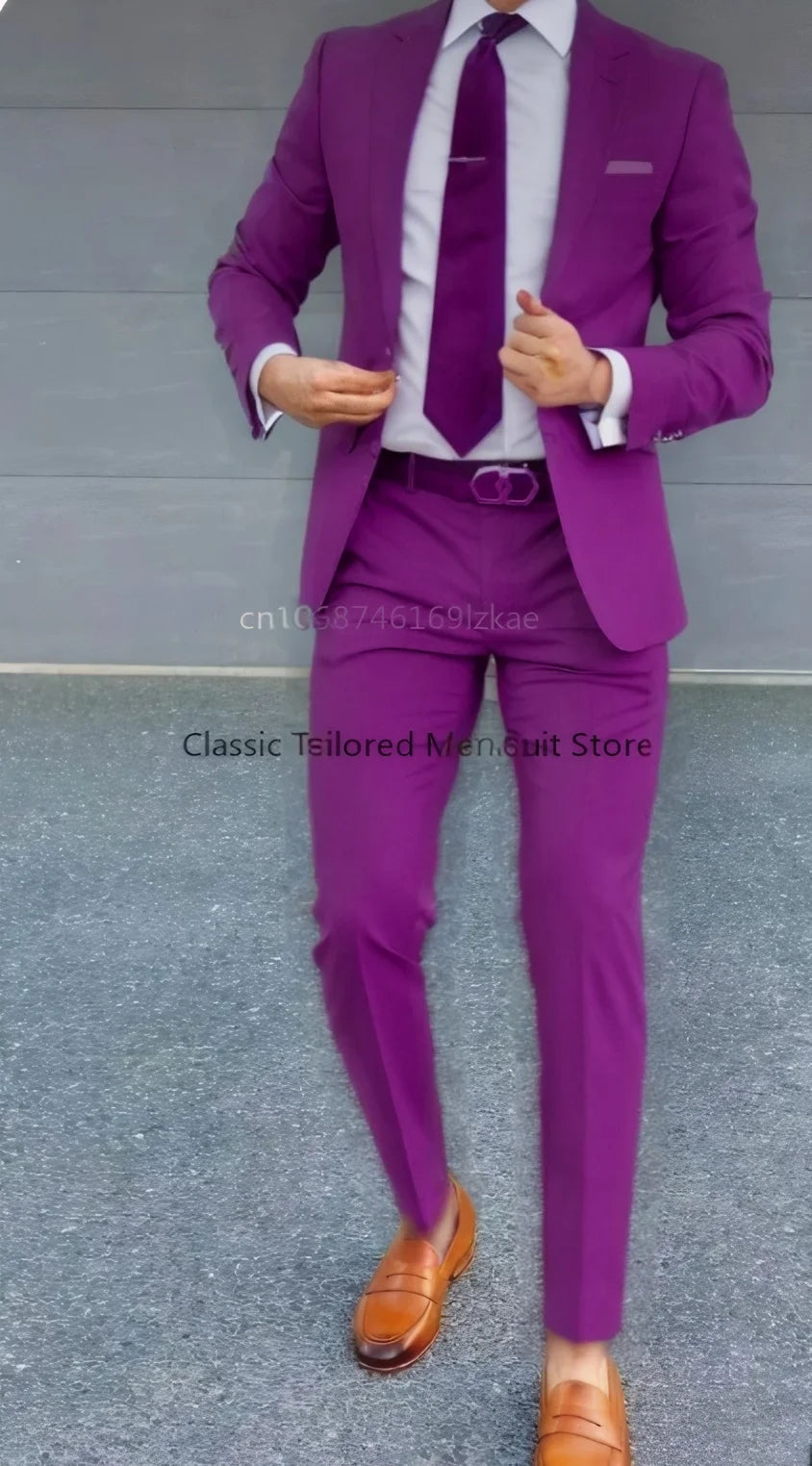 Terno masculino 2 peças terno jaqueta calças formal casamento smoking noivo roupas cor personalizada blazer XS-5XL