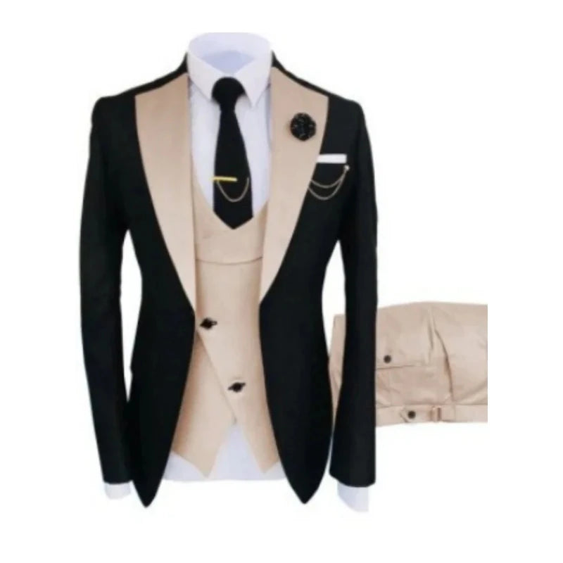 Ternos masculinos 3 peças sob medida melhor homem noivo casamento smoking fino ajuste jacquard duas cores blazer jaqueta colete calças smoking roupas