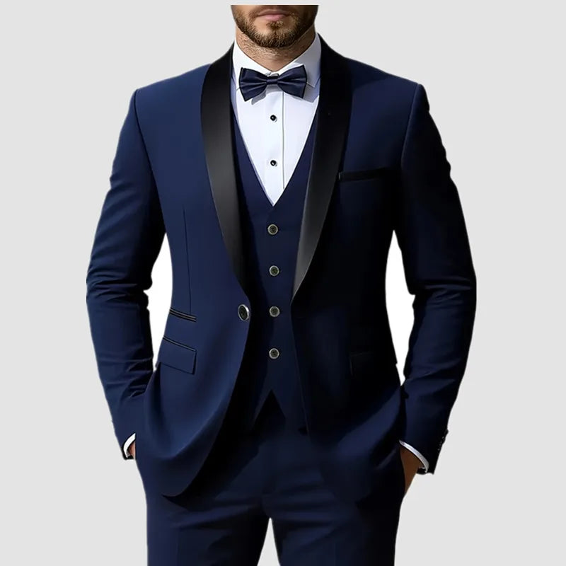 Conjunto de terno formal masculino negócios casual fino ajuste smoking para casamento, lapela de entalhe de manga longa, noivo