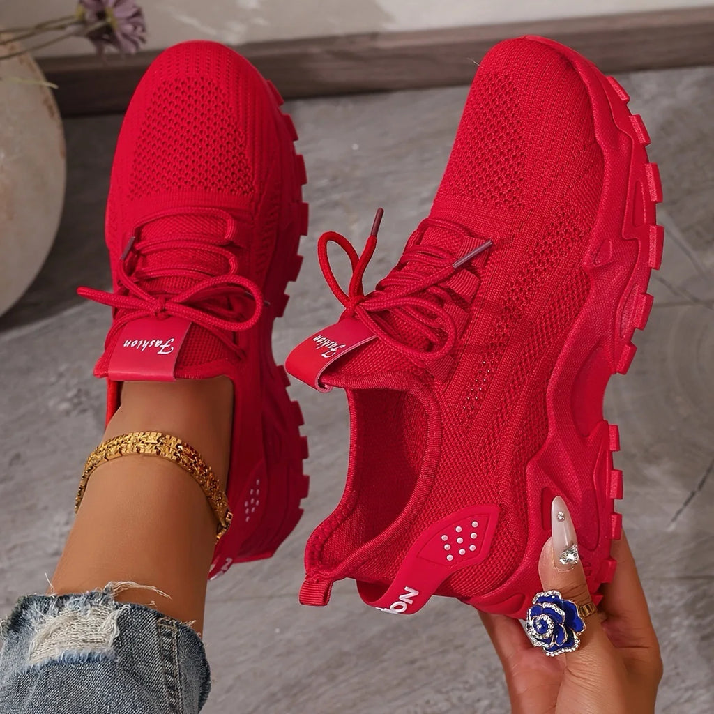 Calçados femininos, calçados esportivos femininos 2025 sapatos femininos respiráveis de malha única pai sapato esportivo feminino casual e versátil