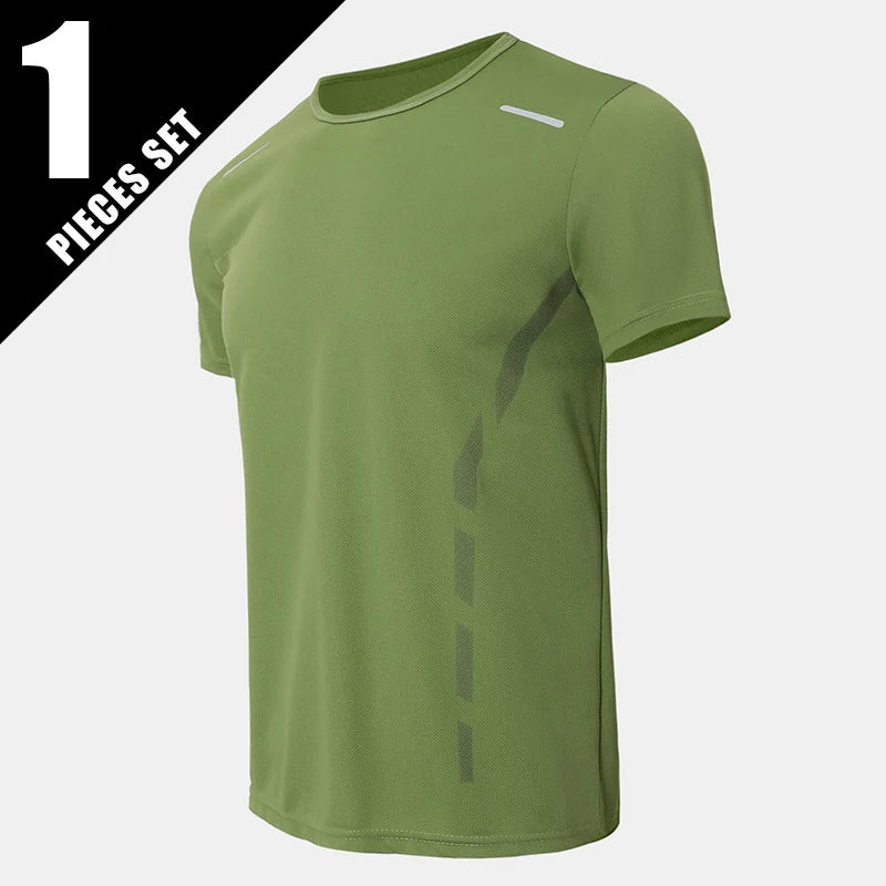 1/4 pçs masculino verão moda impressão de secagem rápida de manga curta juventude lazer esportes fitness respirável topo de meia-idade solto t