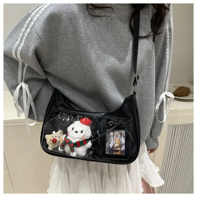 Y2k harajuku bolsa de ombro feminina coreano transparente ita saco escola crossbody saco feminino designer japonês bolsa preppy