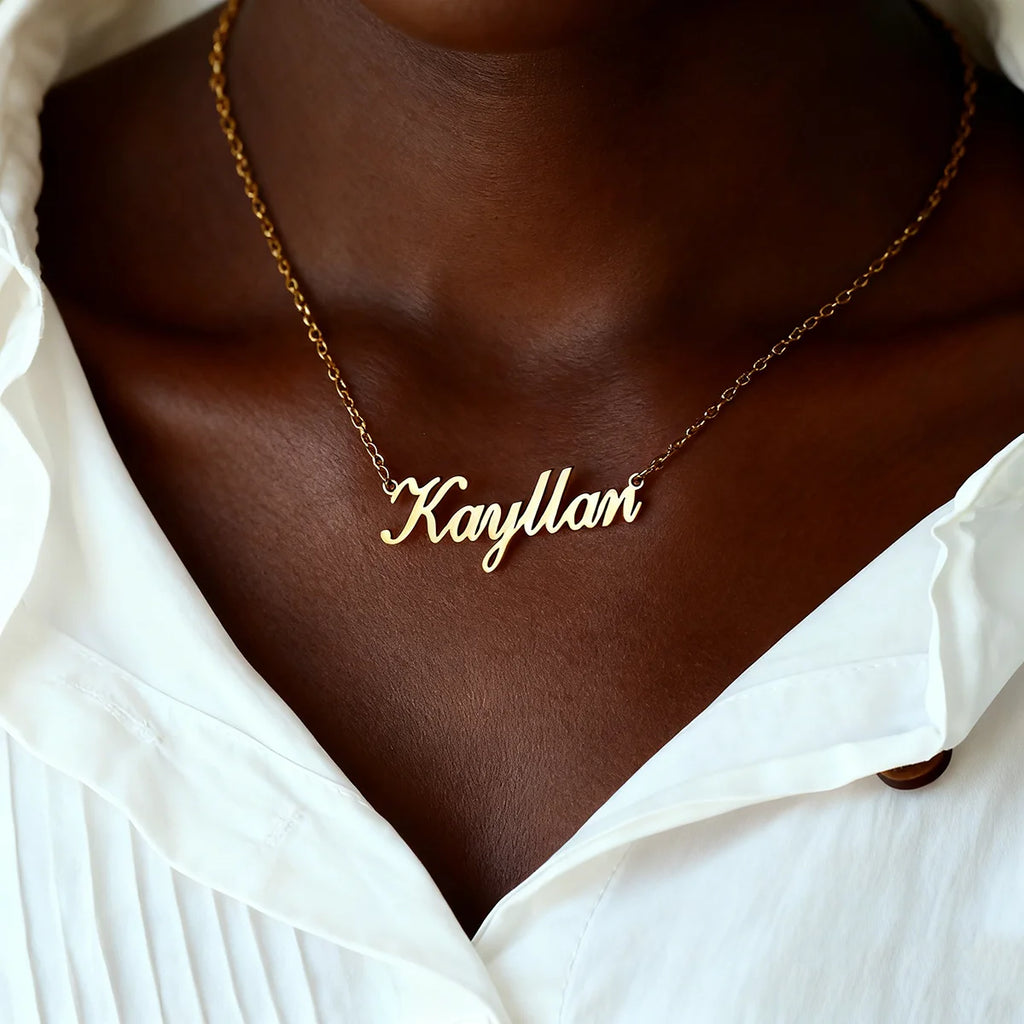 Colares com nome personalizado para mulheres, colar com pingente personalizado em aço inoxidável, joias personalizadas para o pescoço, presente de aniversário para namorada