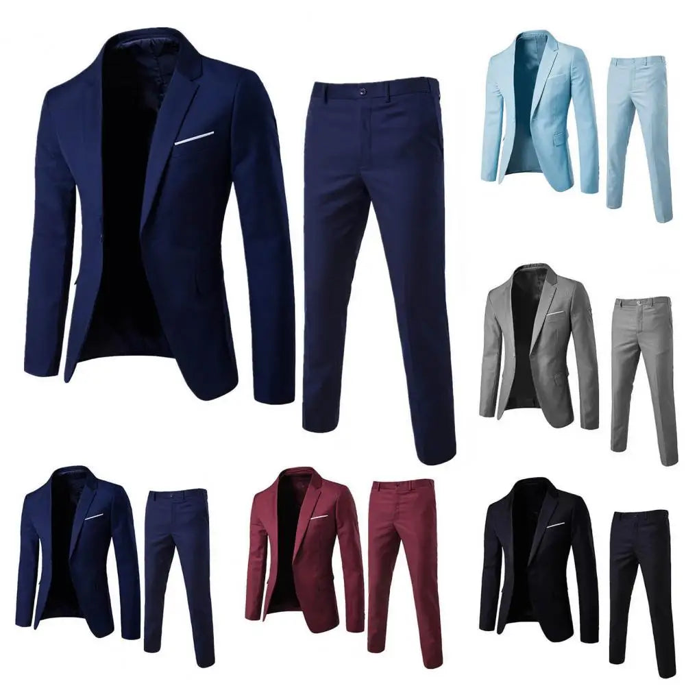 Calças masculinas formais 2 peças ternos masculinos terno de baile de casamento fino ajuste negócios trabalho wear ternos jaqueta do noivo masculino terno formal calças
