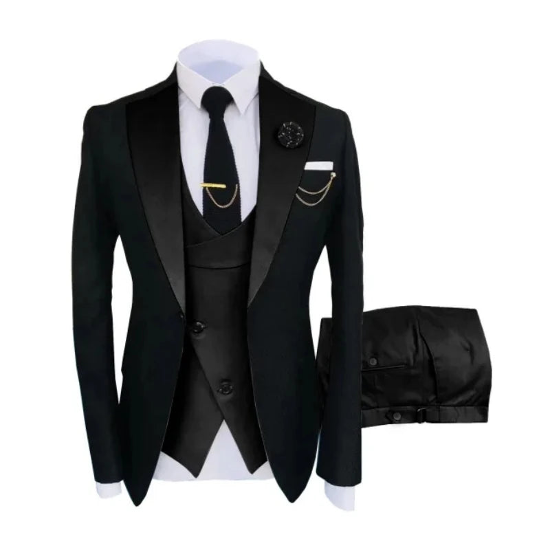 Ternos masculinos 3 peças sob medida melhor homem noivo casamento smoking fino ajuste jacquard duas cores blazer jaqueta colete calças smoking roupas