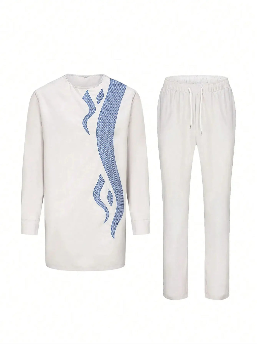 Traje Masculino Africano com Bordado Temos, Conjunto de Duas Peças, Calça Longa, Estilo Étnico Casual, Traje de Casamento, Terno para Noivos.
