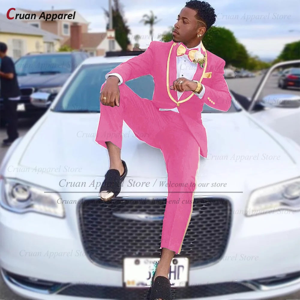 Conjuntos de terno clássico masculino atividades formais sob medida fino ajuste roupas casamento elegante padrinho trajes blazer calças 2 peças