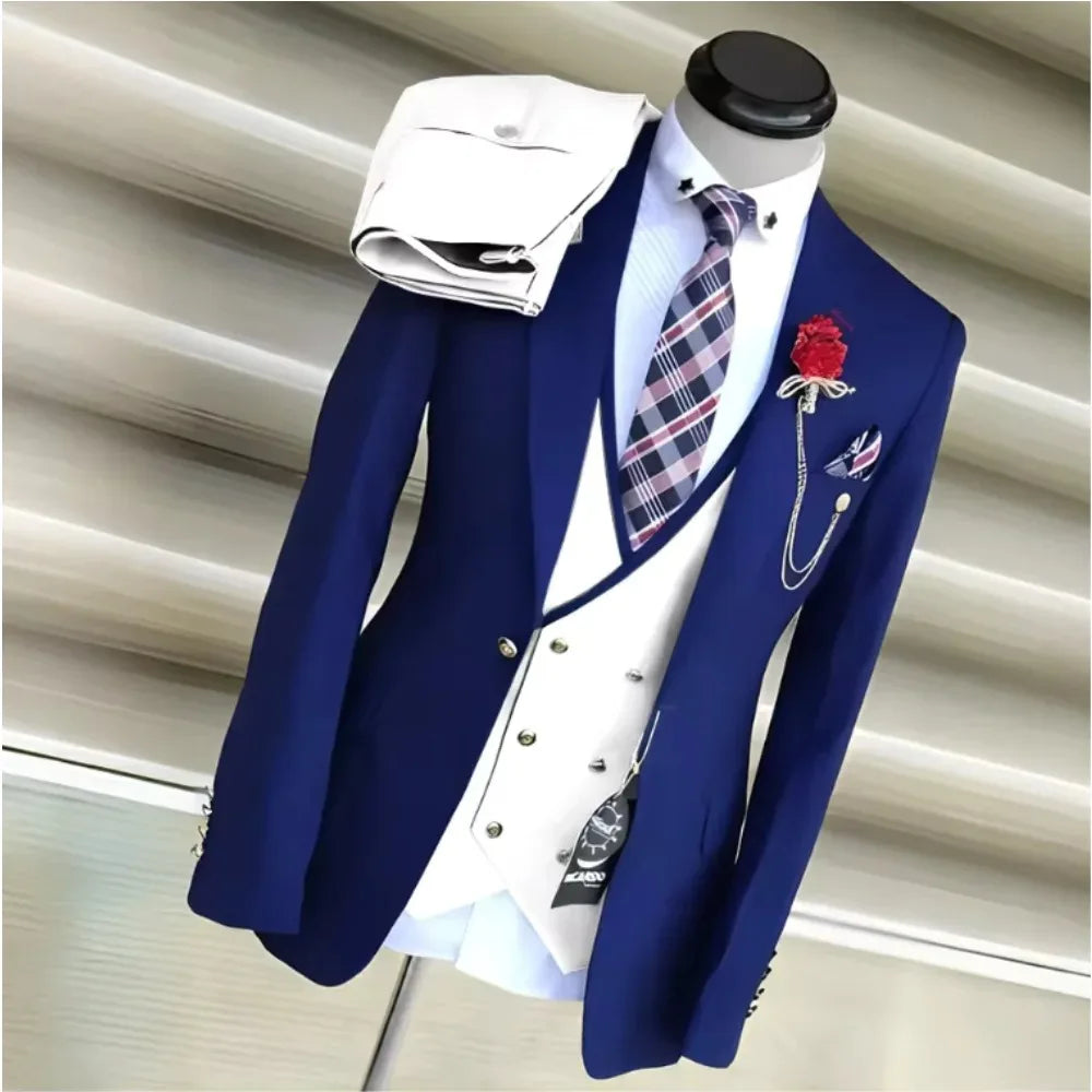 Ternos de negócios para homens casamento noivo notch lapela duplo breasted colete masculino vestido traje homme festa de formatura roupas masculinas 3 peças