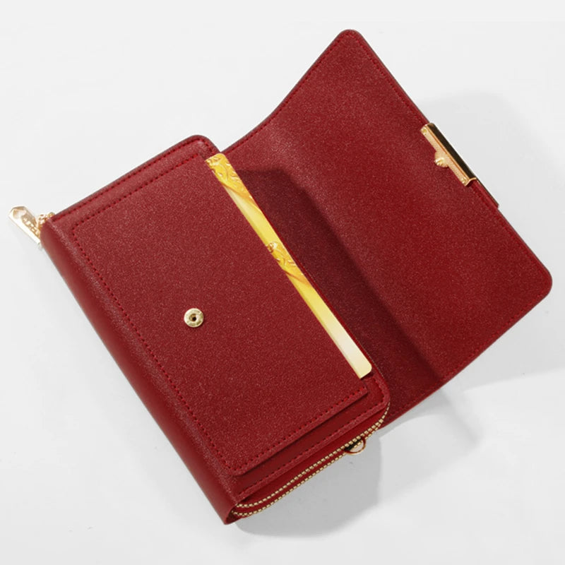 Carteira multi-cartão coreana para mulheres, grande capacidade, bolsa de ombro casual para celular, moda, novo estilo