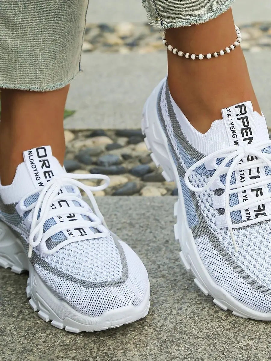 Calçados Femininos - Tênis Casuais Esportivos Verão 2026, Respiráveis e Leves, Sapatos de Trabalho Modernos em Duas Cores ou Uma Cor