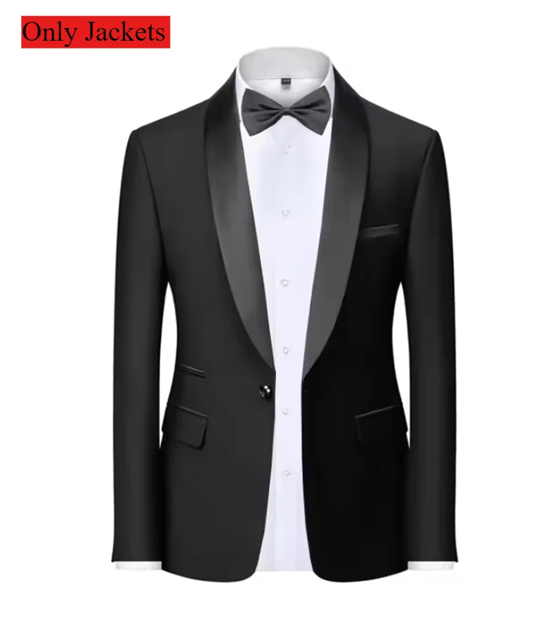 Terno masculino de 2 peças adequado para ternos de negócios de casamento, conjuntos de jaquetas e calças de botão único, conjuntos de jaqueta slim fit
