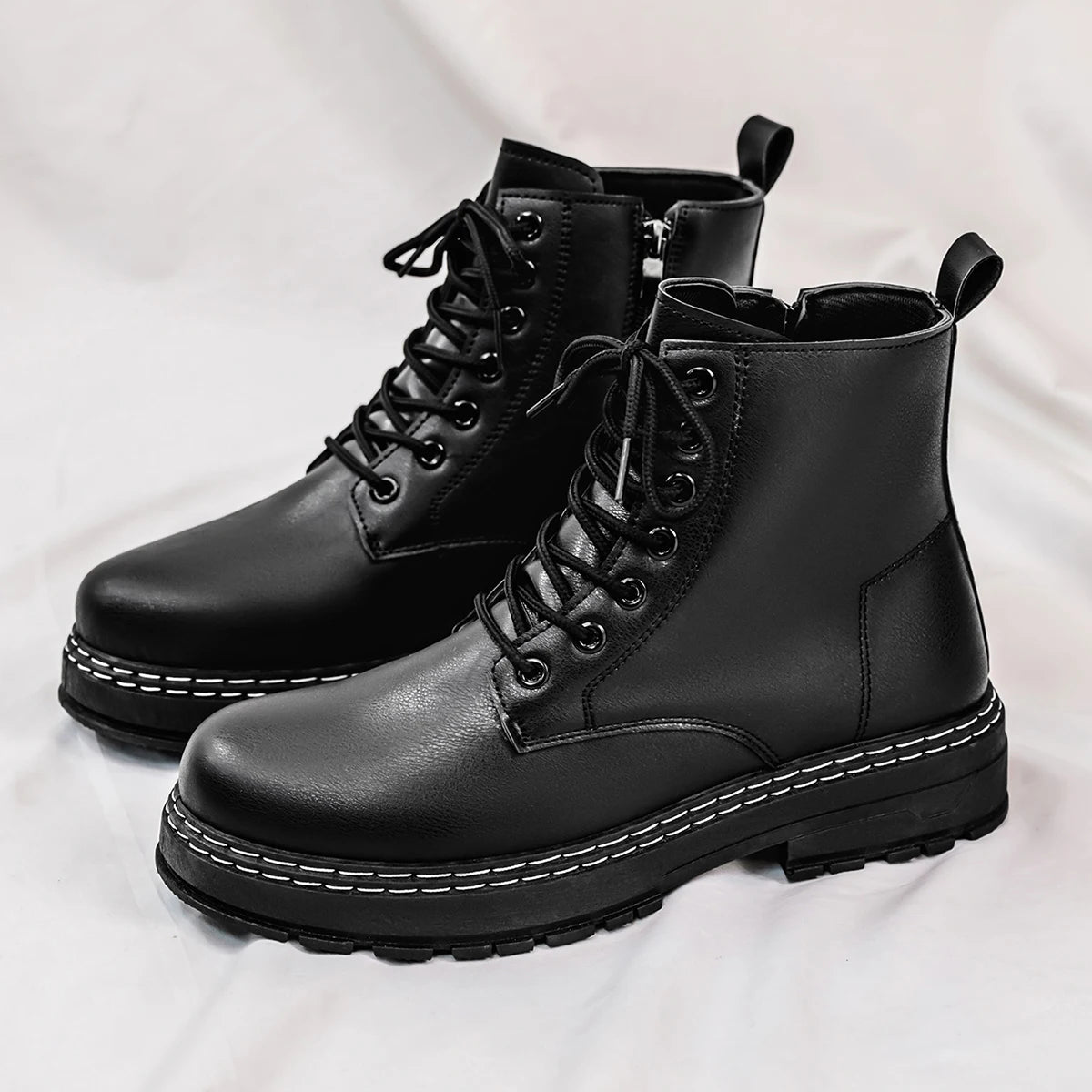 Botas jeans masculinas de cano alto, calçados esportivos casuais, botas masculinas da moda e da moda