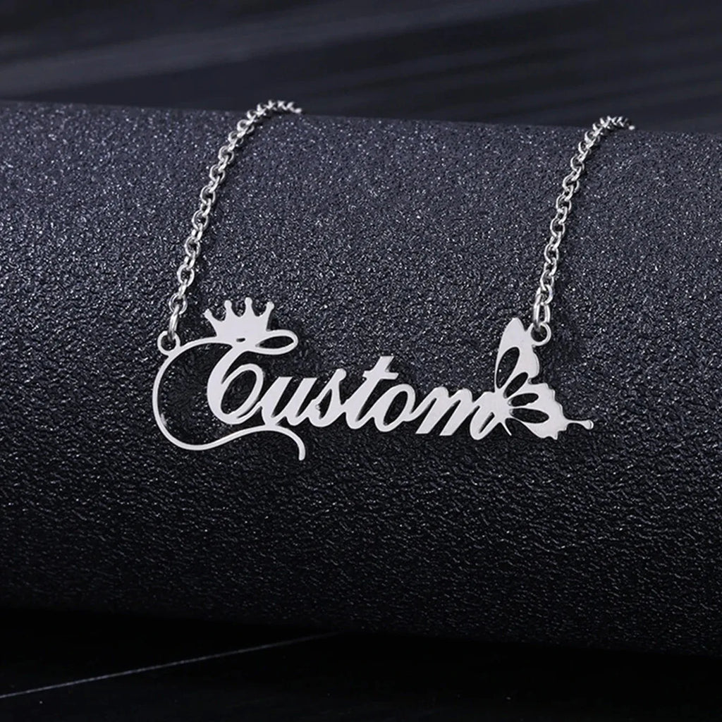 Colares com nome personalizado para mulheres, colar com pingente personalizado em aço inoxidável, joias personalizadas para o pescoço, presente de aniversário para namorada