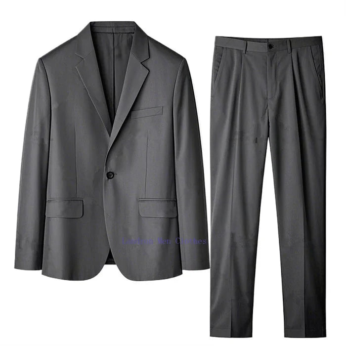 Terno de escritório masculino, casaco formal, calças plus size 6xl 7xl, blazer, trabalho de negócios, 2 peças, conjunto de padrinhos masculinos, roupas pretas, cinza e azuis