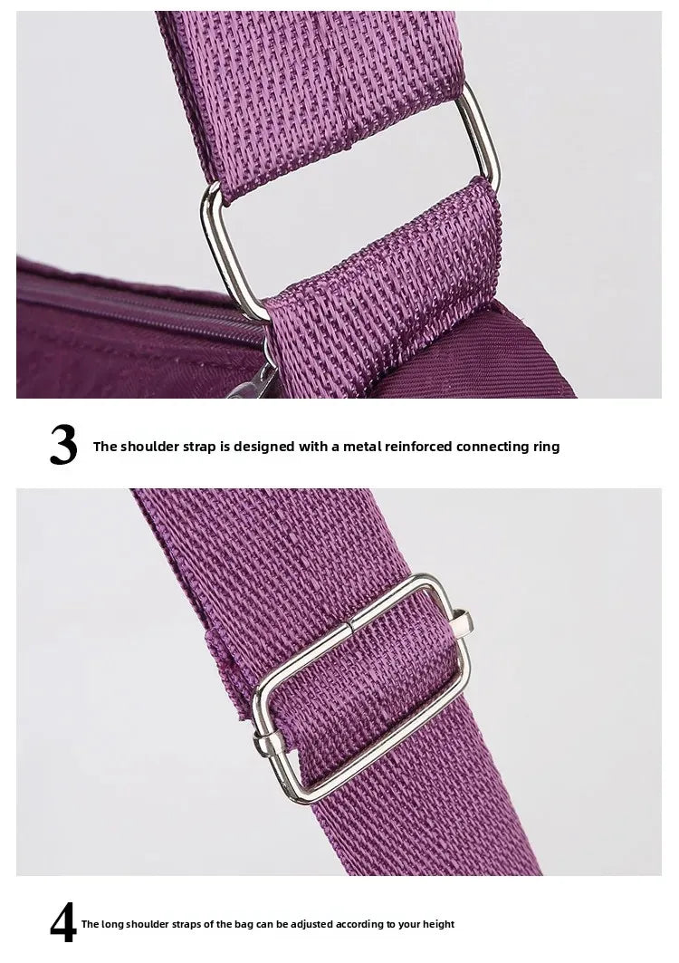Bolsa crossbody feminina multicamadas de nylon à prova d'água, bolsa de ombro casual para mulheres de meia-idade e idosas, bolsa de grande capacidade