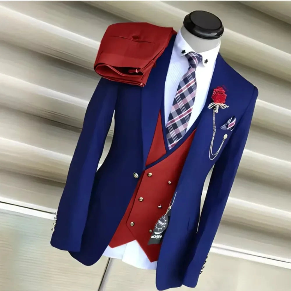 Ternos de negócios para homens casamento noivo notch lapela duplo breasted colete masculino vestido traje homme festa de formatura roupas masculinas 3 peças