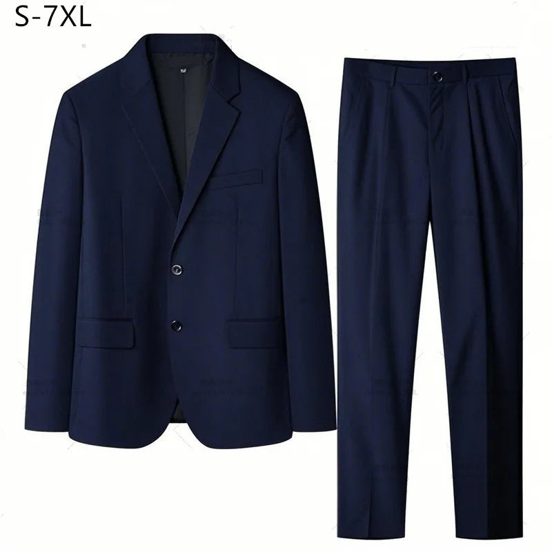 Terno de escritório masculino, casaco formal, calças plus size 6xl 7xl, blazer, trabalho de negócios, 2 peças, conjunto de padrinhos masculinos, roupas pretas, cinza e azuis