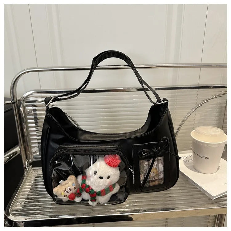 Y2k harajuku bolsa de ombro feminina coreano transparente ita saco escola crossbody saco feminino designer japonês bolsa preppy