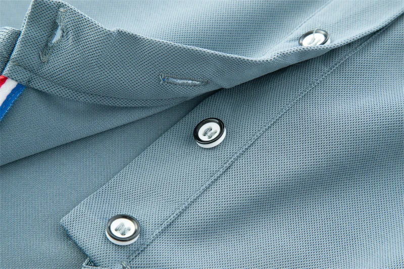 2025 nova camisa polo masculina casual de cor sólida de manga curta verão elegante e confortável versátil topo