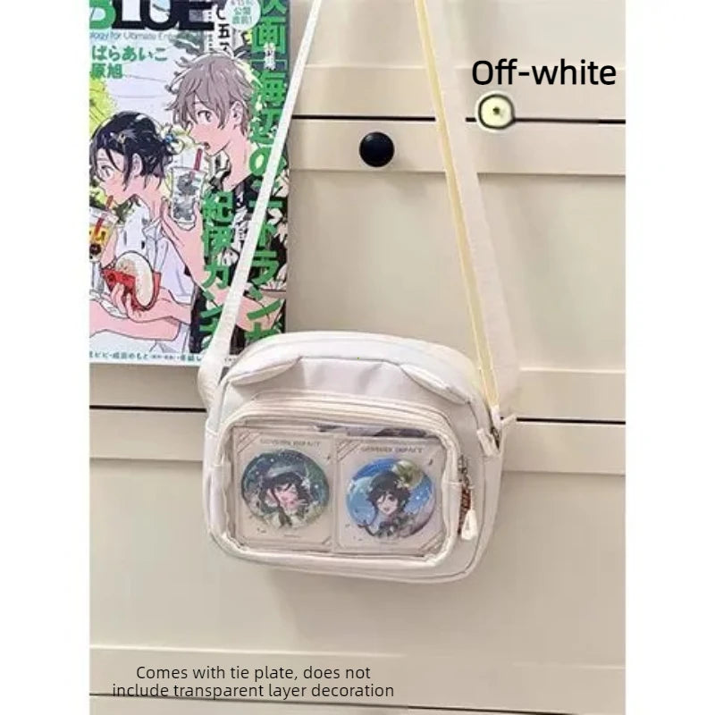 Y2k japonês harajuku sacos de escola para meninas novo transparente itabag ombro crossbody saco diy emblemas placa exibição ita saco