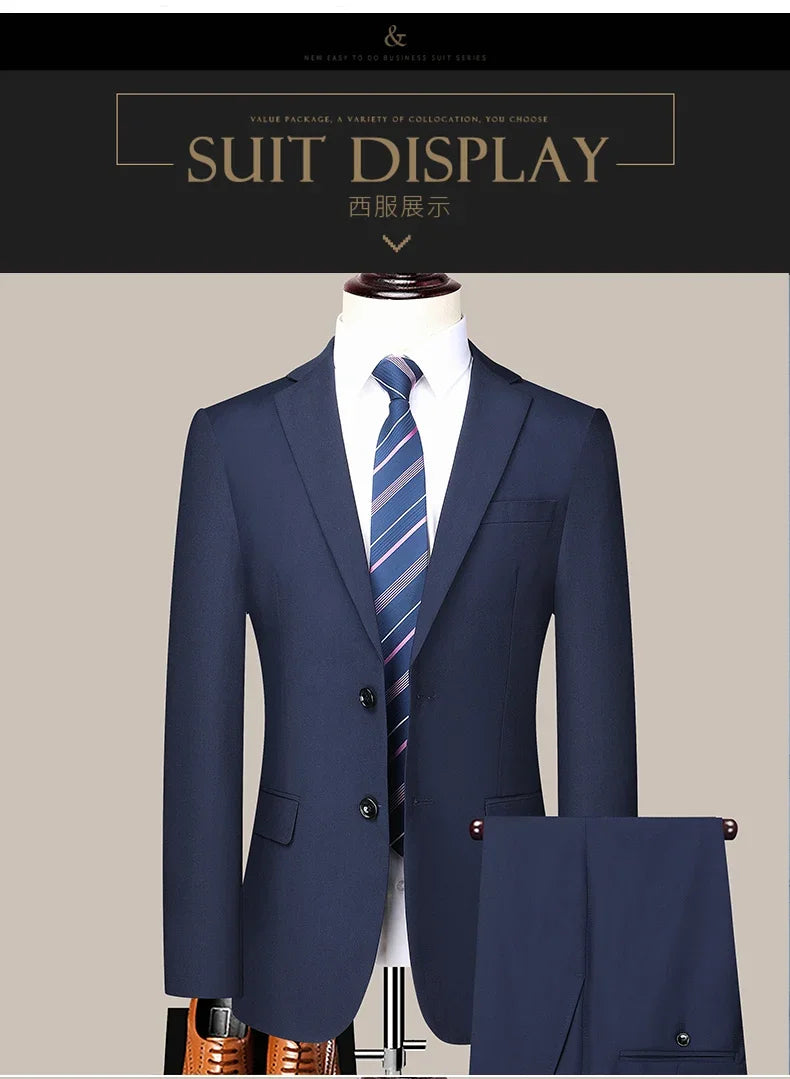 2024 masculino fino-ajuste de dois botões terno de negócios profissional trabalho formal conjunto de duas peças calças incluídas S-6XL