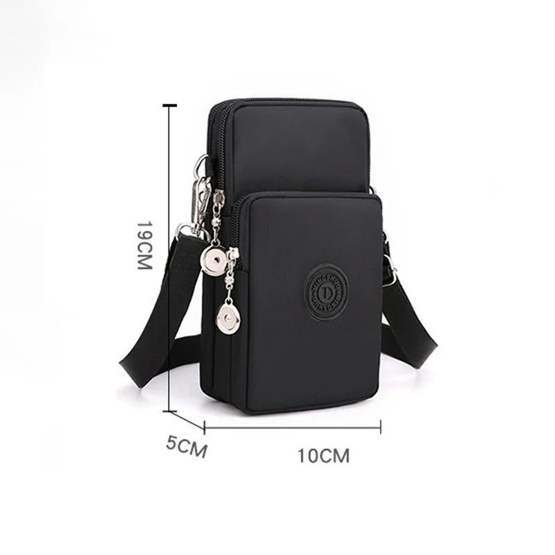 Bolsa de celular de nylon para mulheres, Bolsa para celular, Bolsa de moedas, Bolsa de ombro, Pequena bolsa crossbody, Bolsa de viagem, Nova
