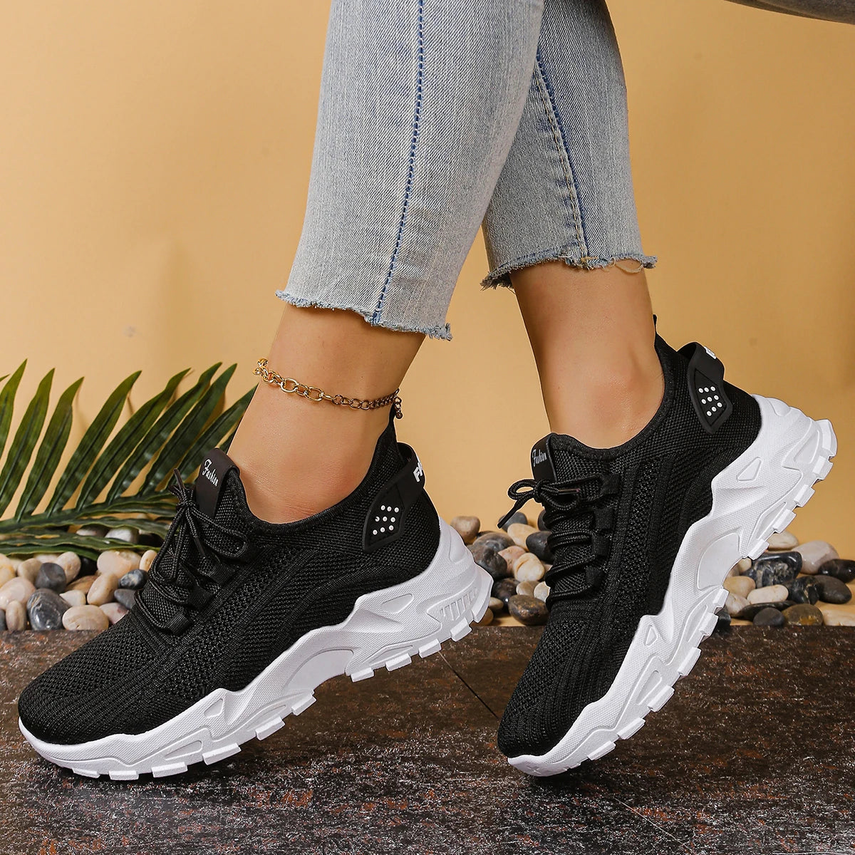Calçados femininos, calçados esportivos femininos 2025 sapatos femininos respiráveis de malha única pai sapato esportivo feminino casual e versátil