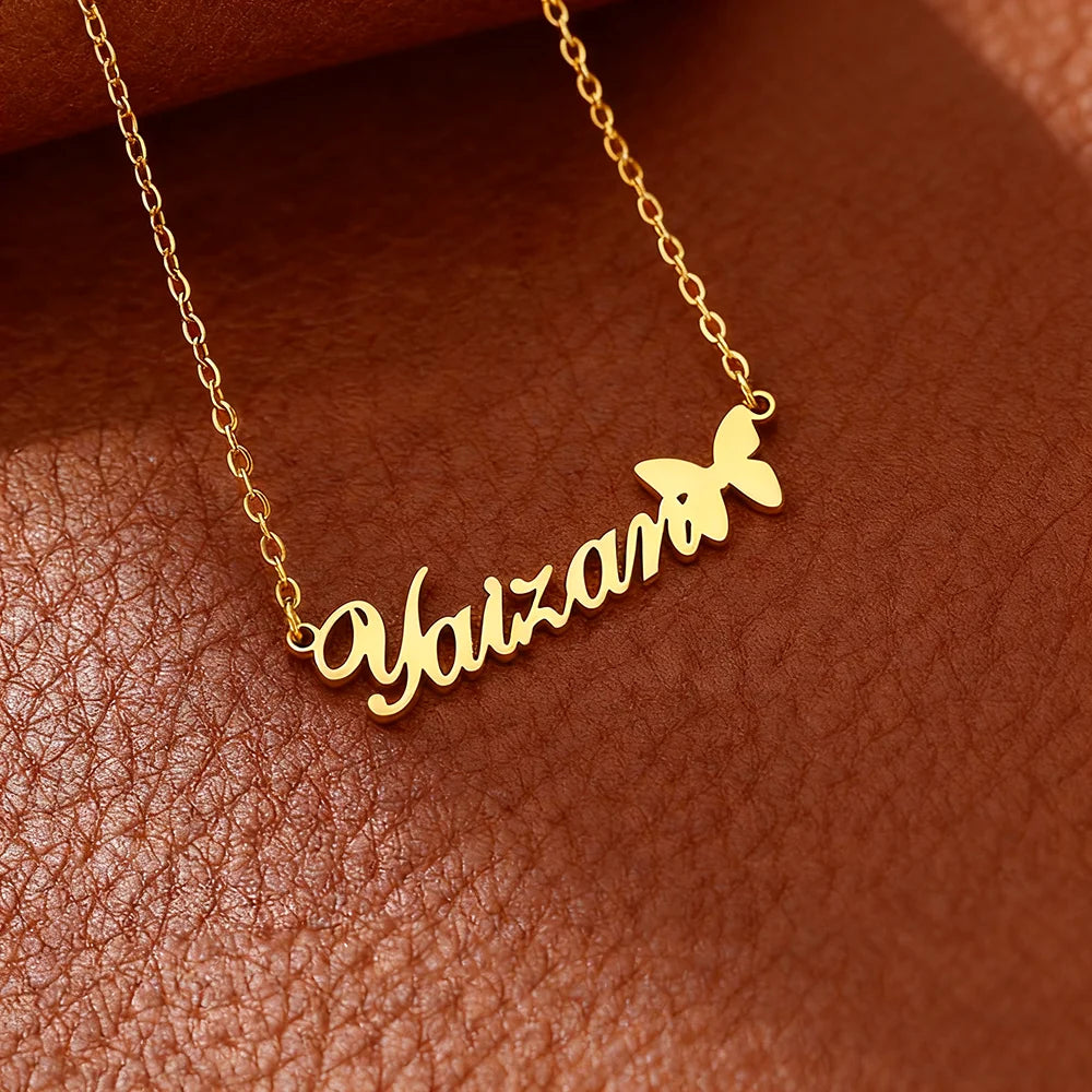 Colares com nome personalizado para mulheres, colar com pingente personalizado em aço inoxidável, joias personalizadas para o pescoço, presente de aniversário para namorada