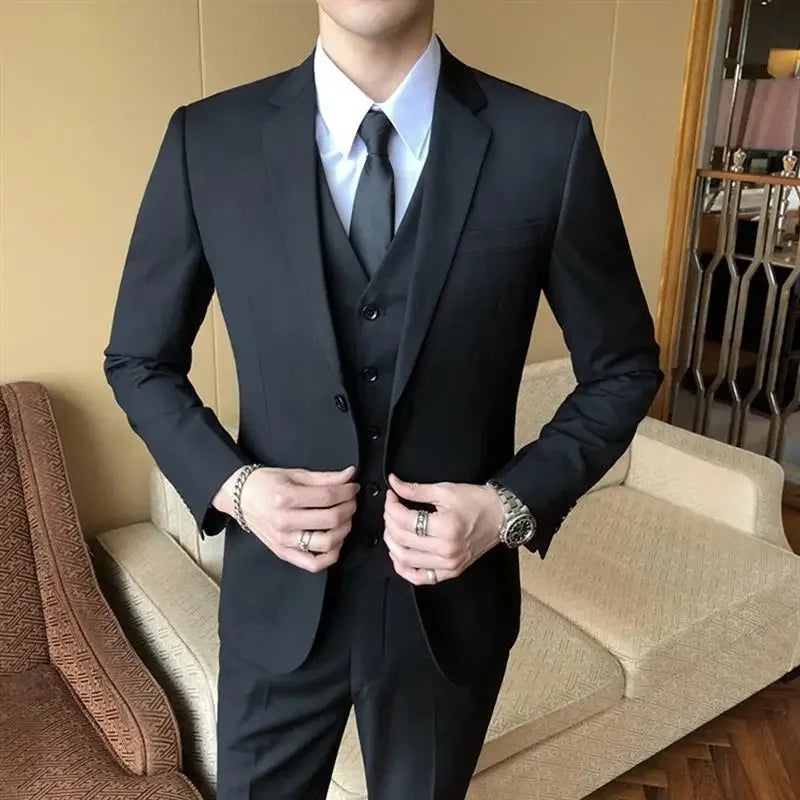 Conjunto de terno de casamento casual para homens profissional melhor homem estilo coreano novo noivo negócios formal jaqueta fino ajuste primavera terno