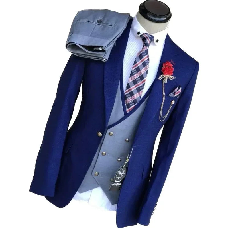 Ternos de negócios para homens casamento noivo notch lapela duplo breasted colete masculino vestido traje homme festa de formatura roupas masculinas 3 peças