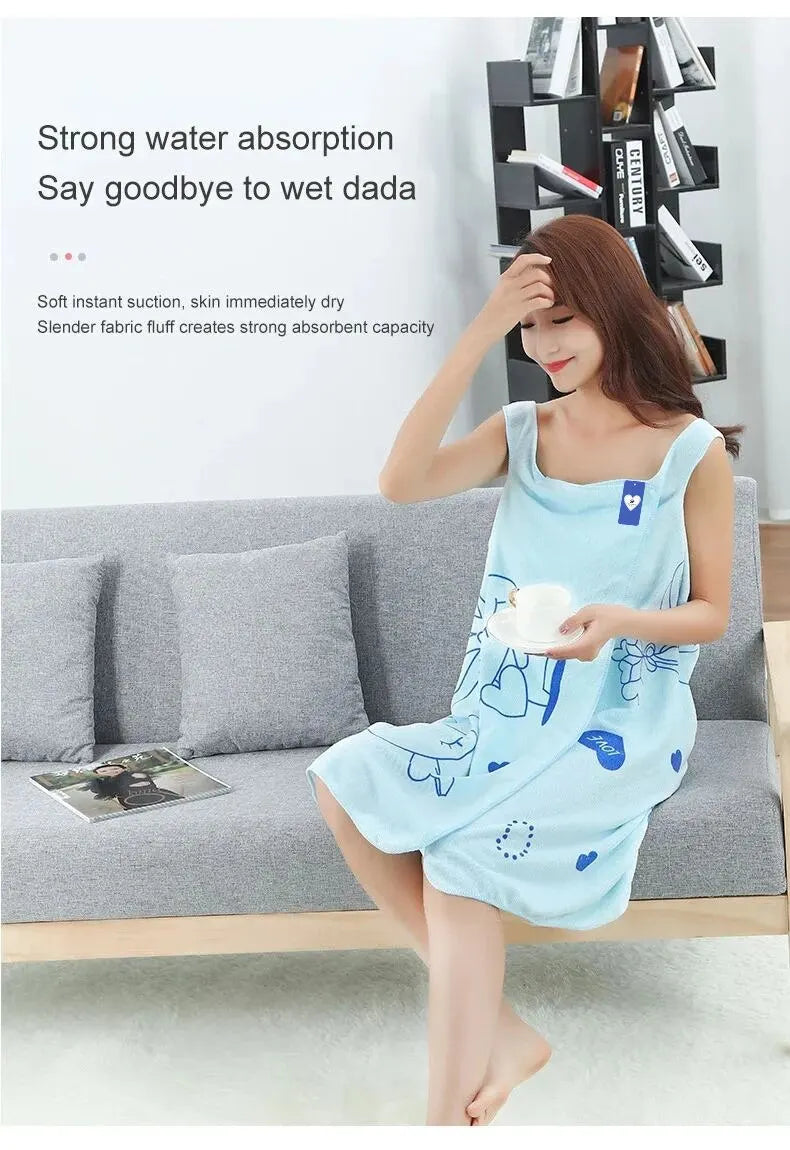 Toalha de banho wearable para mulheres adultas, Love Rabbit Increase, Whick Wipe Chest, Sauna a vapor de suor absorvente