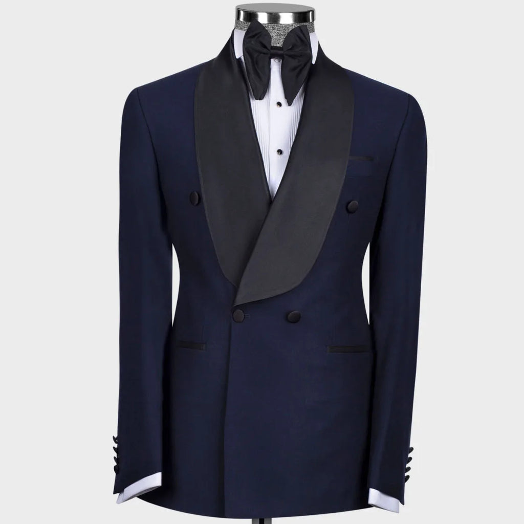 Terno masculino 2 peças preto com lapela brilhante botão duplo para casamento banquete trabalho escritório negócios jaqueta casual com calças